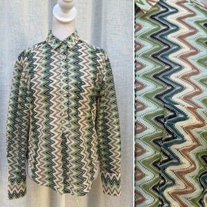 Sundays by wearesunday blue green white zigzag chevron blouse